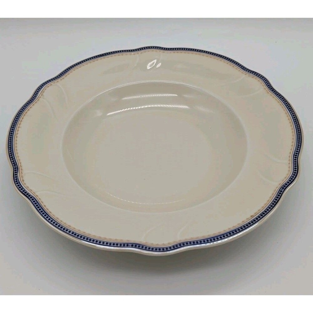 hutschenreuther selb Paul Muller Rimmed Soup Pasta Bowls Set Of 4 Blue Bands Dot